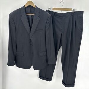 Jos. A. Bank Suit Mens 44R Pants 38R  Dark Gray Stripe Wool Traditional Fit 2 Pc